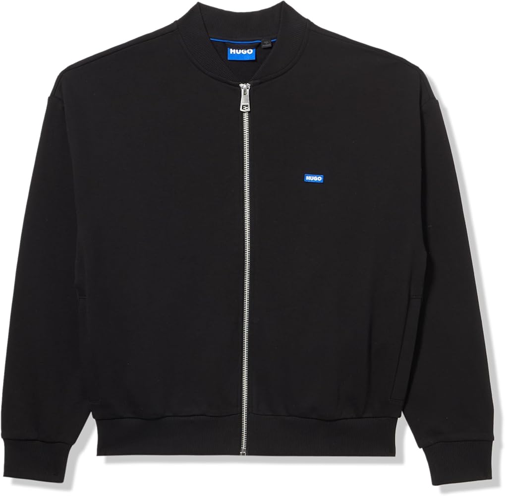 HUGO Men's Twill French Terry Zip Up Bomber Sweatshirt