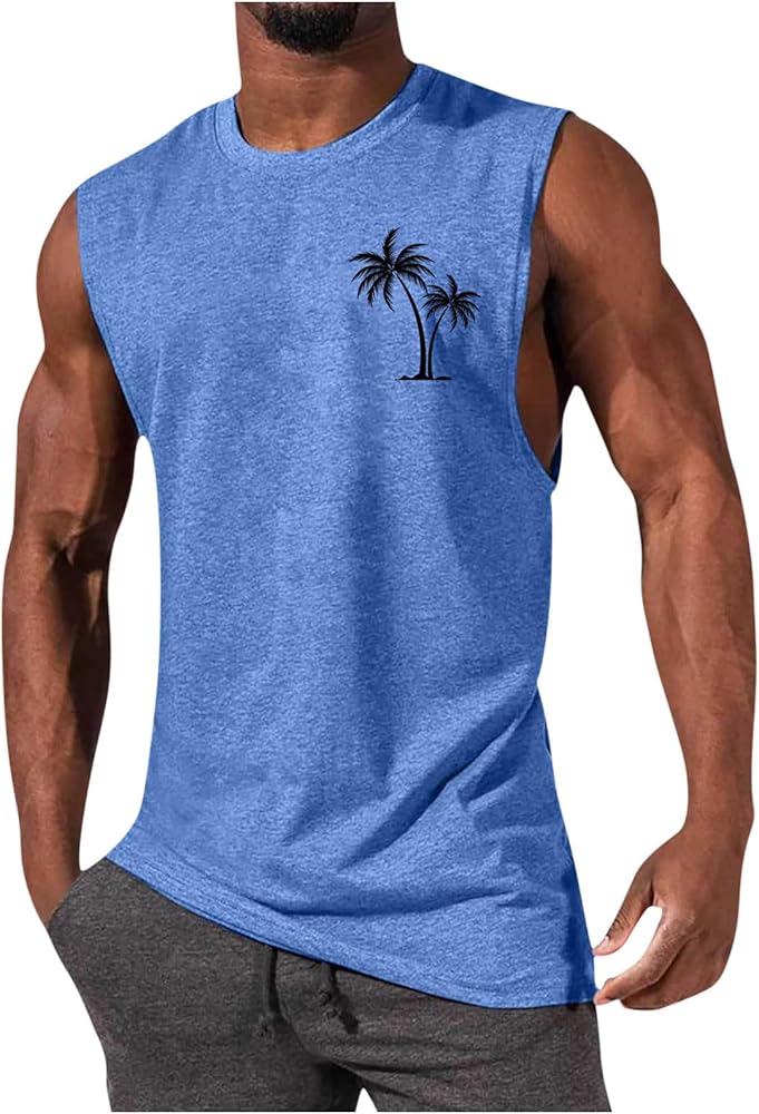 Men's Gym Workout Tank Tops Swim Beach Shirts Summer Sleeveless Training T-Shirt Muscle Bodybuilding Athletic Clothes