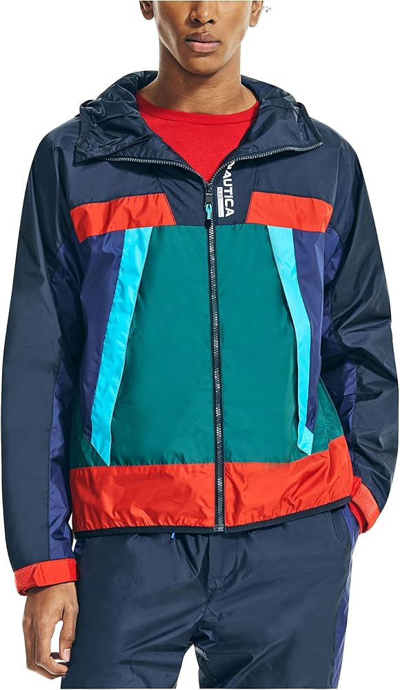 Nautica Men's Colorblock Hooded Windbreaker