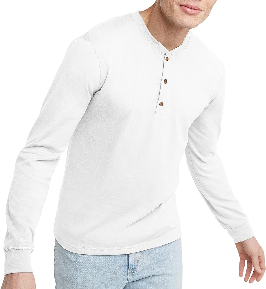 Hanes Originals Men's Henley T-Shirt, Long Sleeve Cotton Henley Tees for Men