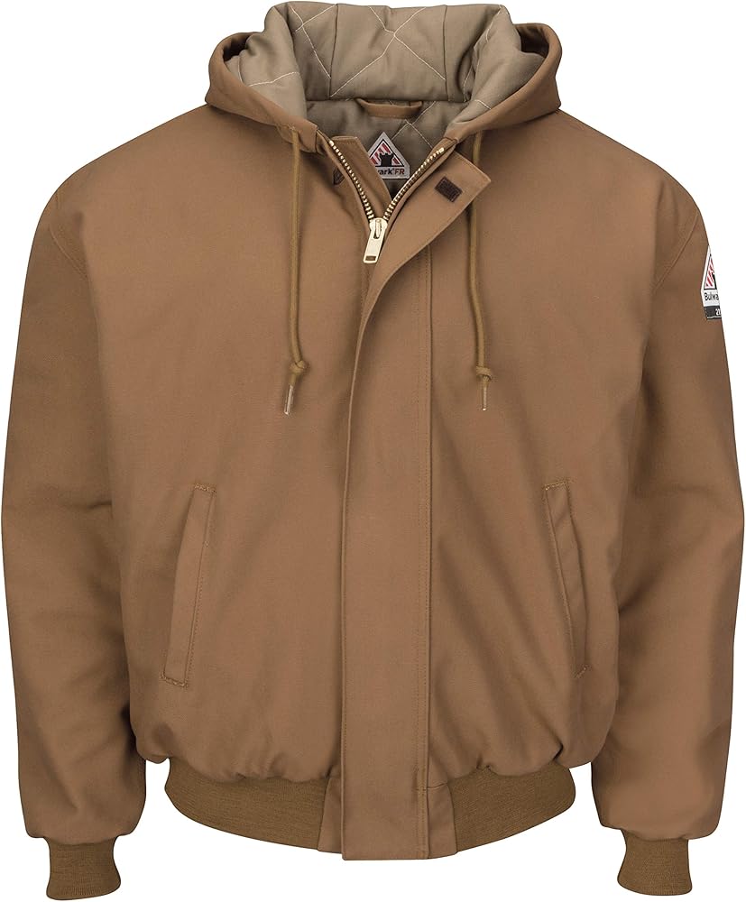 Bulwark Men's Heavyweight Fr Insulated Brown Duck Hooded Jacket