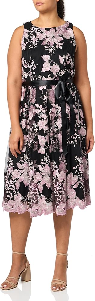 Alex Evenings Women's Plus Size Embroidered Sleeveless Dress