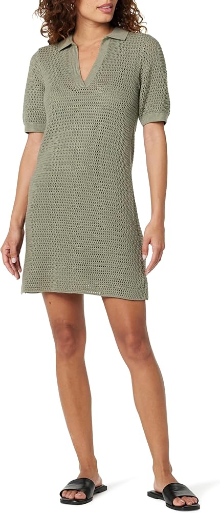 The Drop Women's Melia Collared Crochet Micro Mini Dress