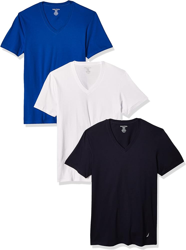 Nautica Men's Cotton V-Neck 3-Pack T-Shirt