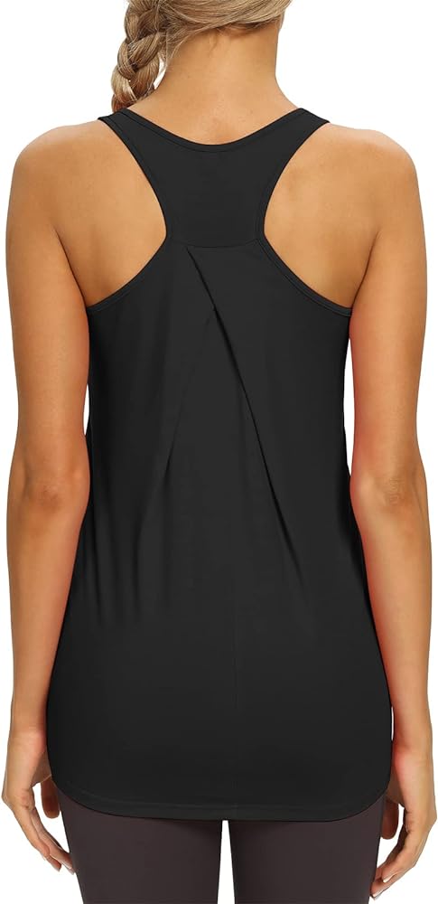 Mippo Womens Long Workout Tops Racerback Athletic Yoga Gym Tank Top Sports Tennis Shirt