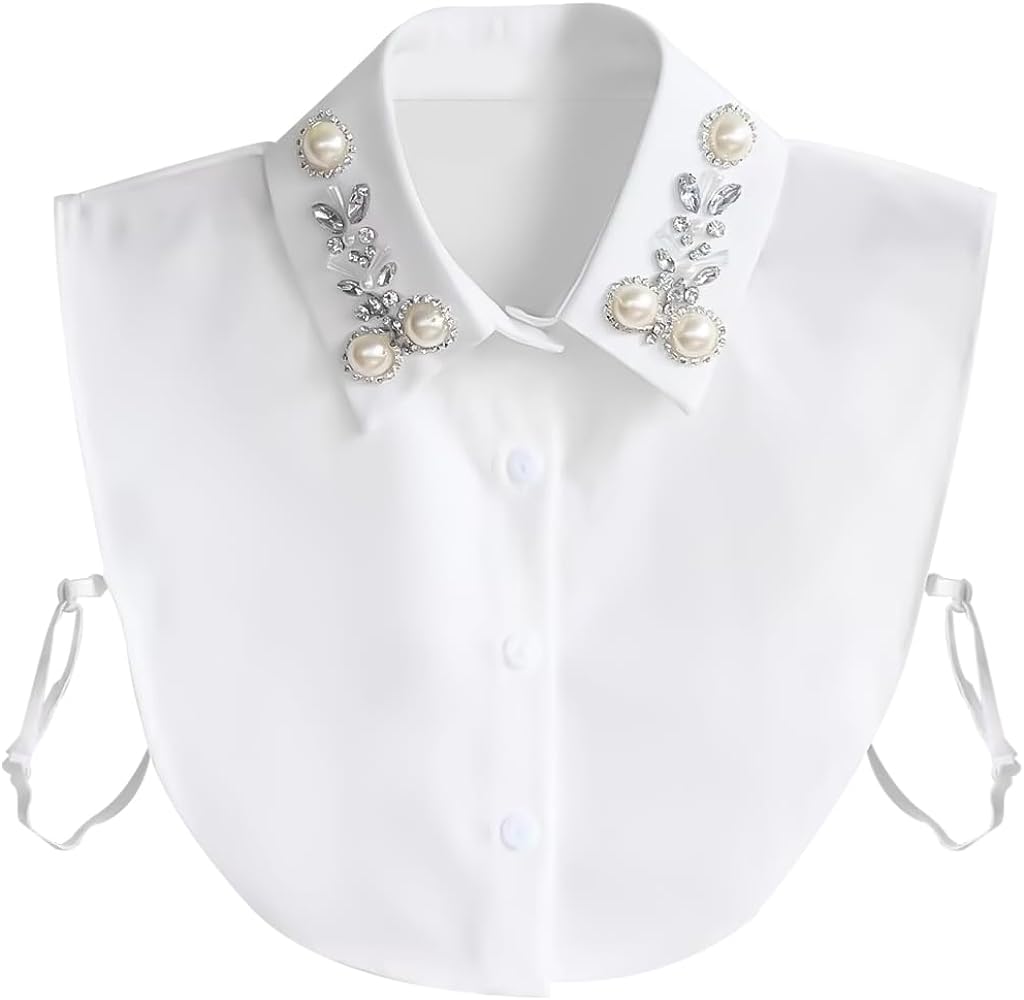 Joyci Diamond Pearl False Collar PeterPan Fake Collar Half Shirt Dickey