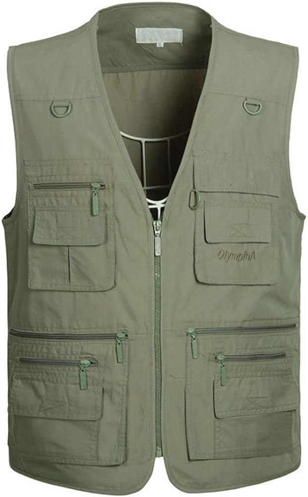 PASOK Men's Work Fishing Vests Lightweight Safari Travel Hunting Waistcoat With Multi-Pockets