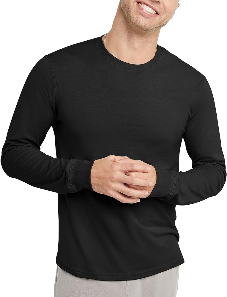 Hanes Men's Originals Long Sleeve Cotton T-Shirt, Classic Crewneck Tee for Men, Available in Tall