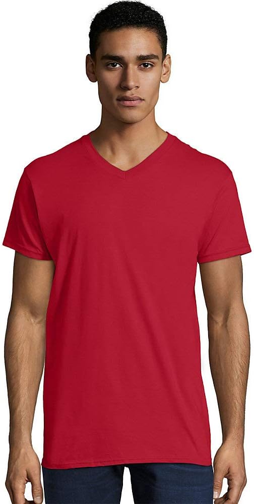 Hanes Mens Ringspun Cotton Nano-T V-Neck T-Shirt (498V)