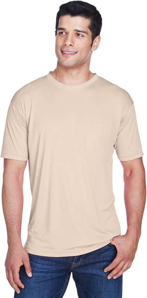 UltraClub Mens Cool & Dry Sport Performance Interlock Tee (8420) Sand 6XL