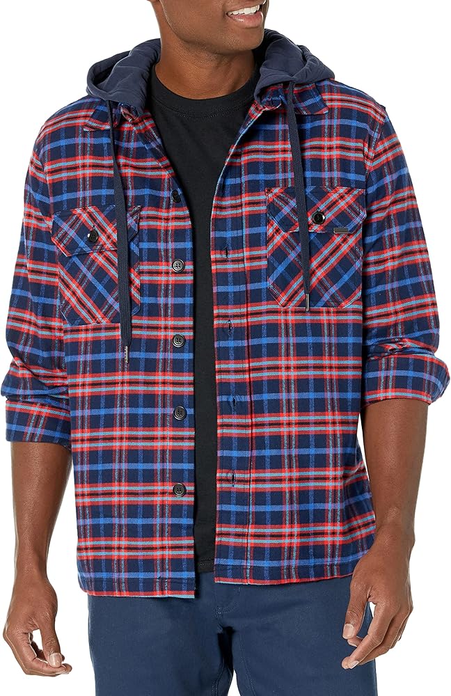 [BLANKNYC] mens Clothing Plaid Shirt Jacket, Stylish Shacket & Trendy Coat