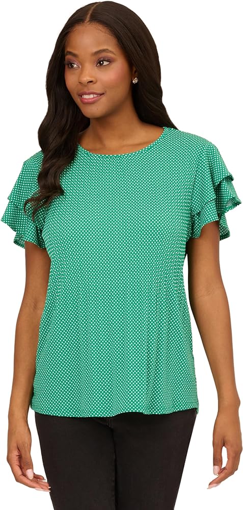 Adrianna Papell Women's Pleated Knit Double Sleeve Top