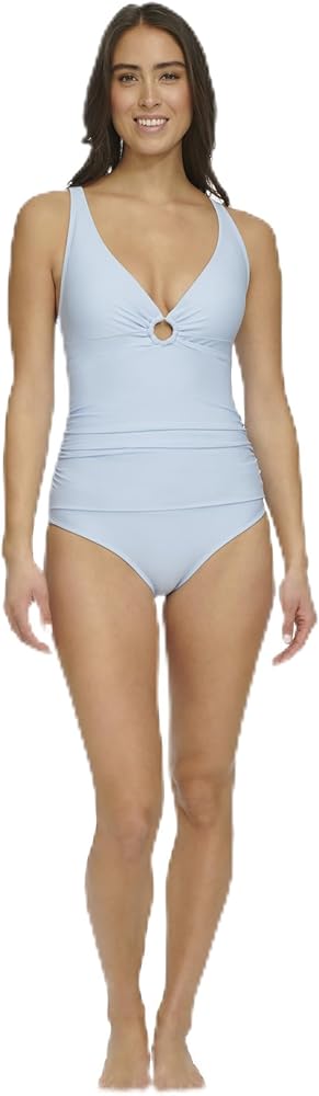 Calvin Klein womens Ring Detail Over the Shoulder Adjustable Straps One Piece