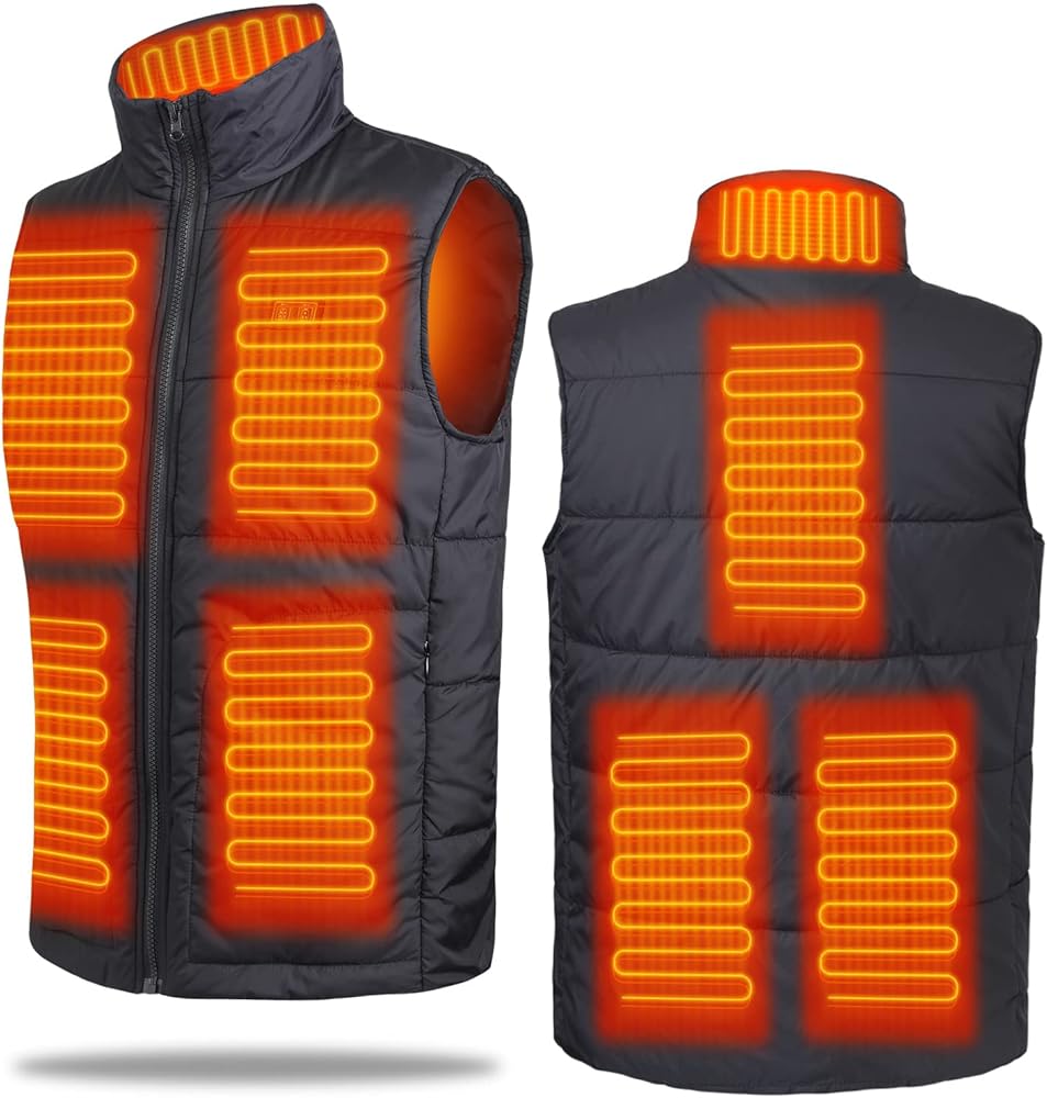 Heated Vest for Men Women, Electric Heated Jacket with 3 Heating Levels, 8 Heating Zones(Battery Pack Not Included)