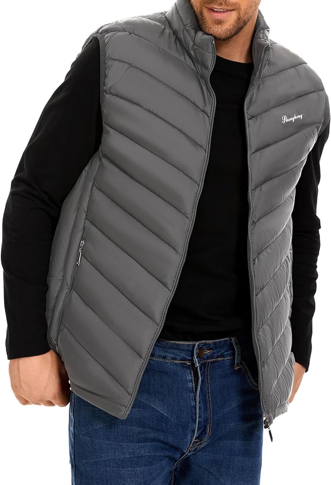 YKR Mens Quilted Puffer Vest Lightweight Winter Sleeveless Jackets for Men Outdoor