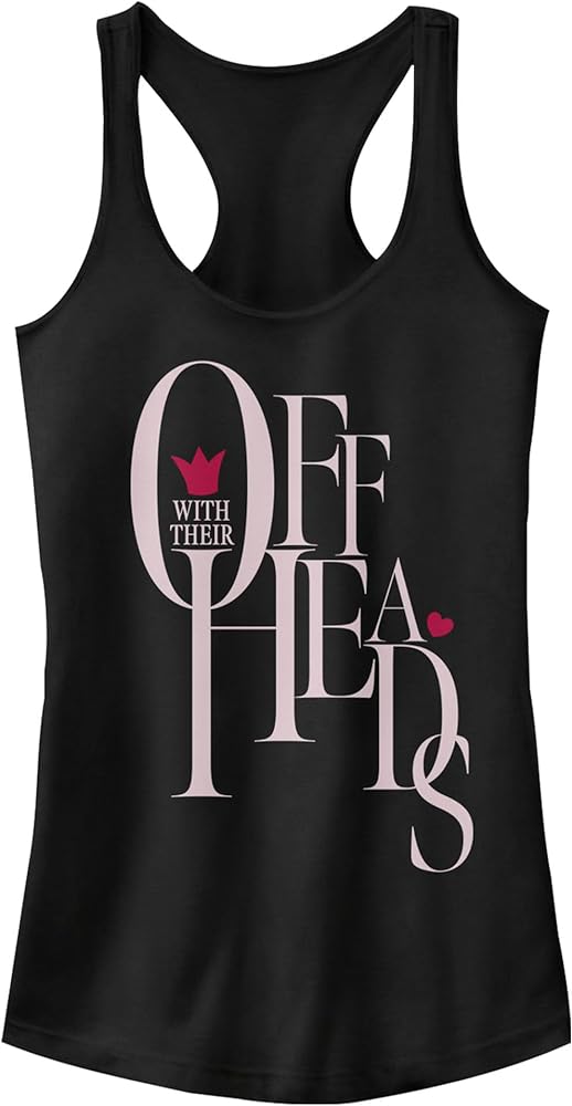 Disney Women's Alice in Wonderland Off with Their Heads Text Stack Juniors Racerback Tank