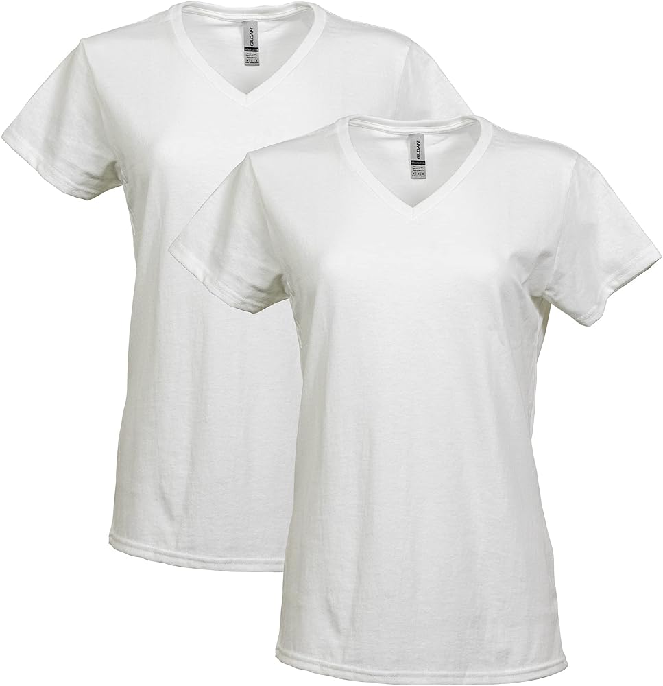 Gildan Women's Heavy Cotton V-Neck T-Shirt, 2-Pack