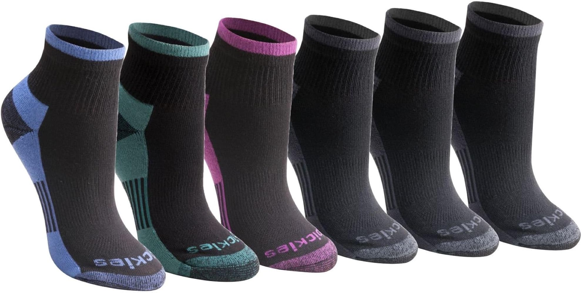 Dickies Women's Dri-Tech Moisture Wicking Quarter Socks (6/12 Pairs) (M-L)