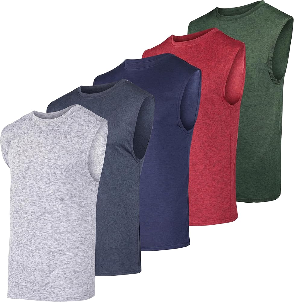 Real Essentials 3 & 5 Pack: Men's Dry-Fit Active Muscle Tank Top - Standard and Big & Tall Sizes (S-5XLT)