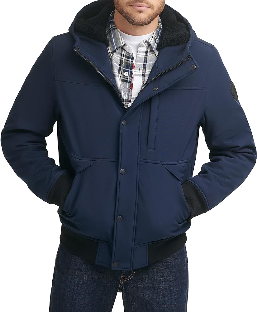 Levi's Mens Soft Shell Sherpa Lined Hooded Bomber Jacket