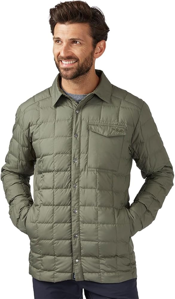 Rab Men’s Downtime Shirt Down Insulated Button-Down Jacket for Hiking, Camping & Casual Use