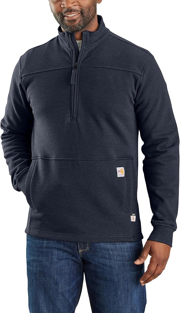 Carhartt Men's Flame Resistant Rain Defender Relaxed Fit Mock Neck Fleece Pullover