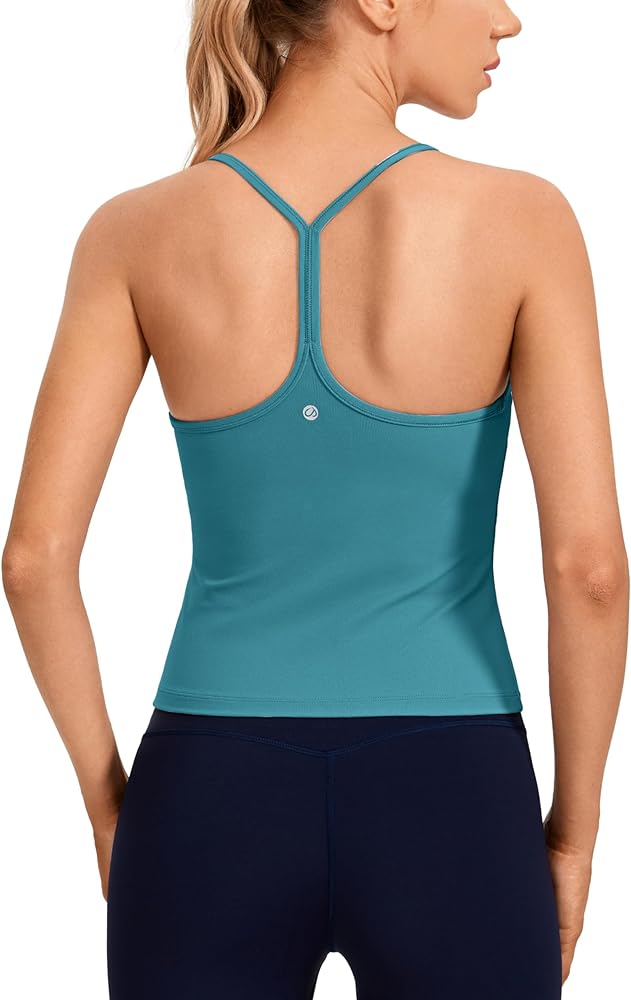 CRZ YOGA Butterluxe Womens Workout Racerback Tank Top with Built in Bra - Scoop Neck Spaghetti Strap Padded Slim Camisole