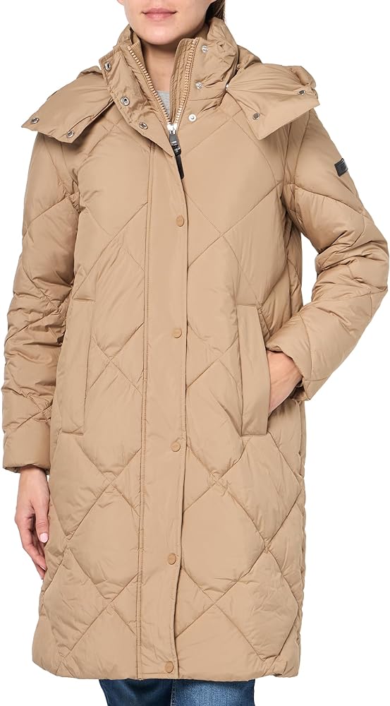 DKNY Women's Diamond Quilt Long Puffer