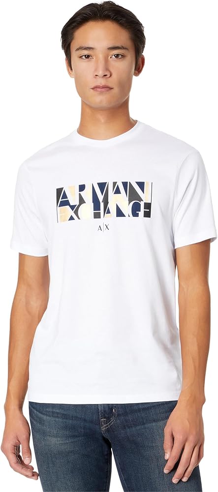 Armani Exchange Men's Regular Fit Cotton Jersey Crew Neck Block Logo Tee