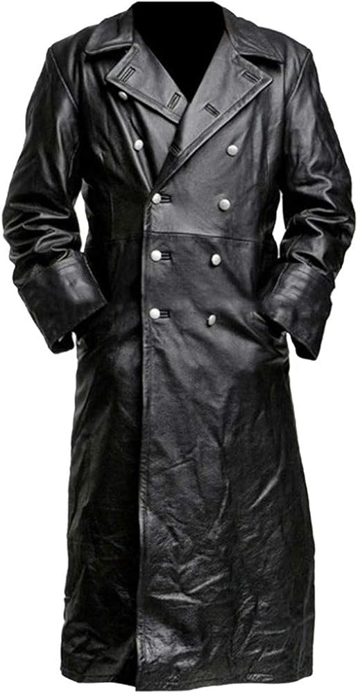 Jacket Collection Original Leather, Trench Coat, Black Long Coat, Duster, Overcoat, Sheepskin for Men