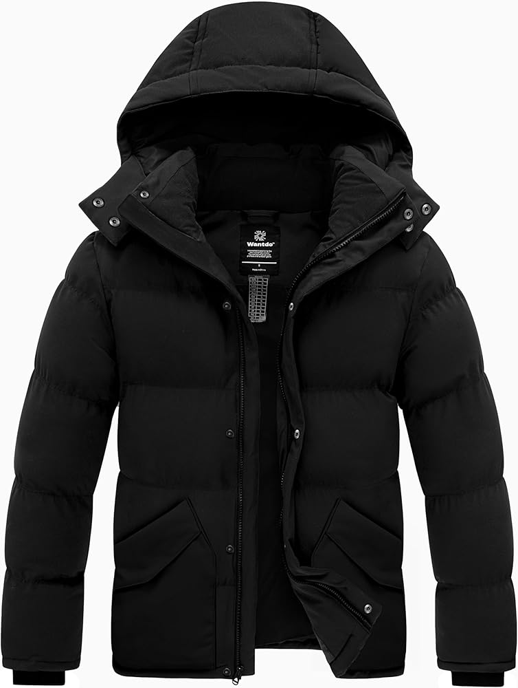 wantdo Men's Hooded Winter Coat Puffer Jacket Thicken Bubble Coat Winter Parka