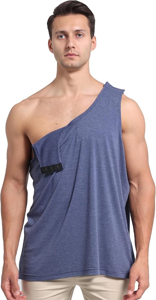 Unisex Post Shoulder Surgery Tank Tops Arm Chest Recovery Side Snap Access Tear Way Sleeveless Shirts