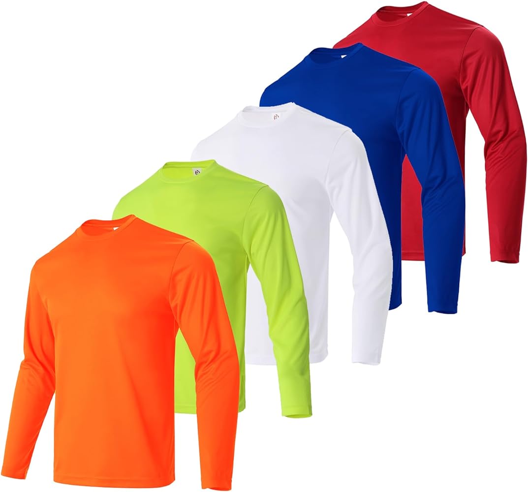 Facitisu Mens Long Sleeve T-Shirts Casual Crew Neck Tee Shirt Summer Soft Running Swimming Cycling Fishing Tops