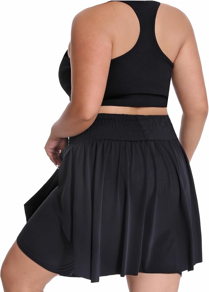 Seawhisper 20" Knee Length Plus Size Skorts for Curvy Women Pleated Skirt Shorts High Waisted with Pockets