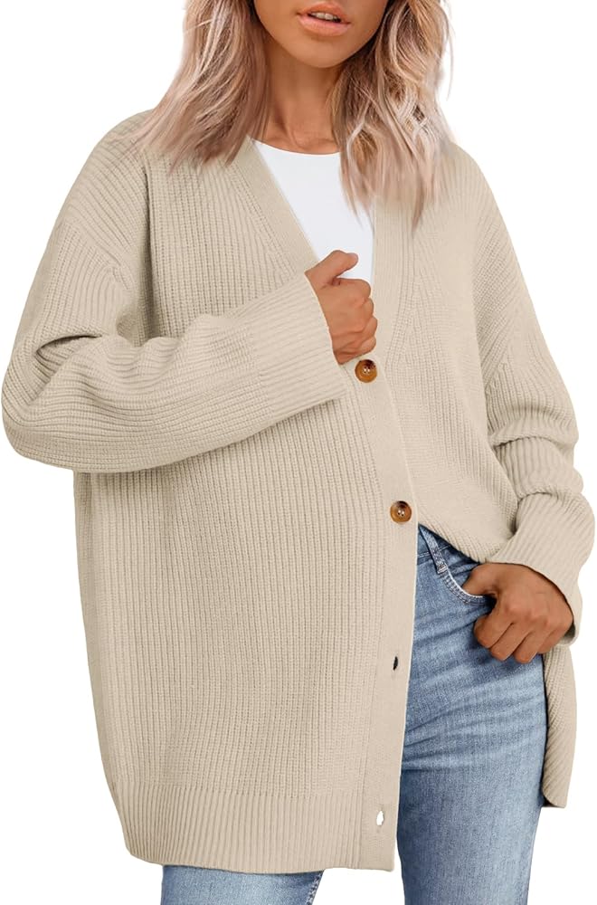 LILLUSORY Women's Oversized Cardigan Sweaters Fall Fashion Trendy V Neck Knit Outfits