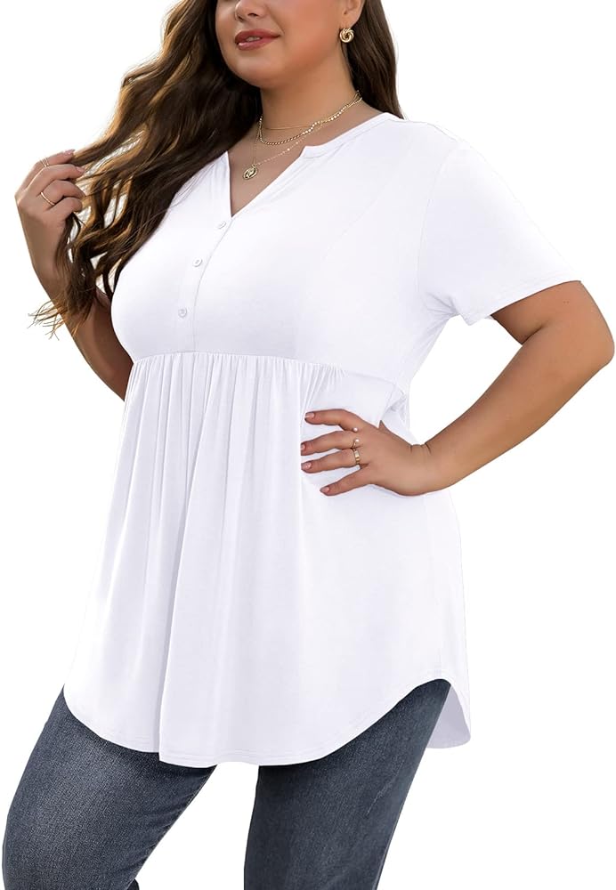 SHIJIALI Women's Plus Size Tops Casual Flowy T Shirts