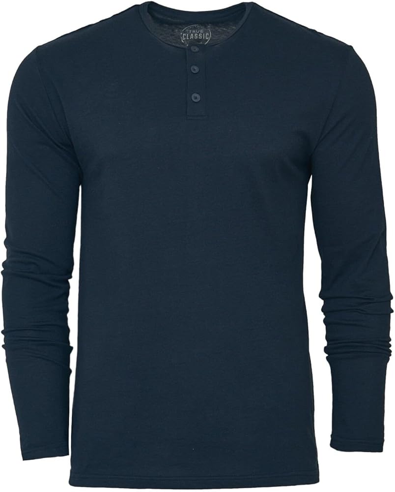 True Classic Long Sleeve Henley Shirt for Men. Premium Fitted Mens Henley Shirt. Gifts for Men.