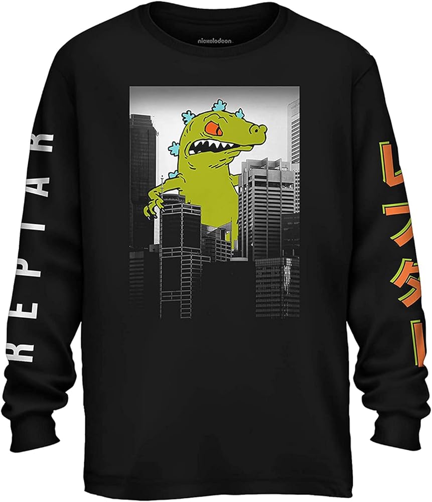 Nickelodeon Mens Long Sleeve Shirt - #TBT Mens 1990's Clothing - Rugrats, Hey Arnold, Rocko's Modern Life