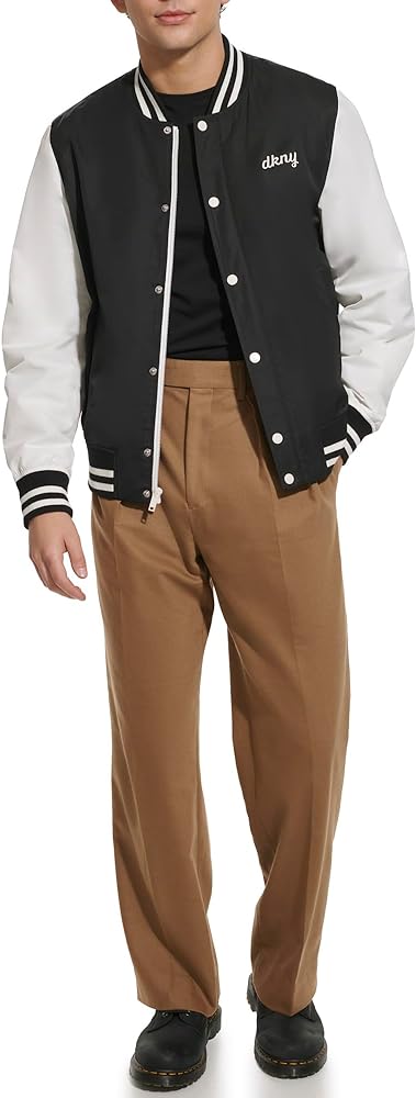 DKNY Men's Lightweight Varsity Jacket, Black