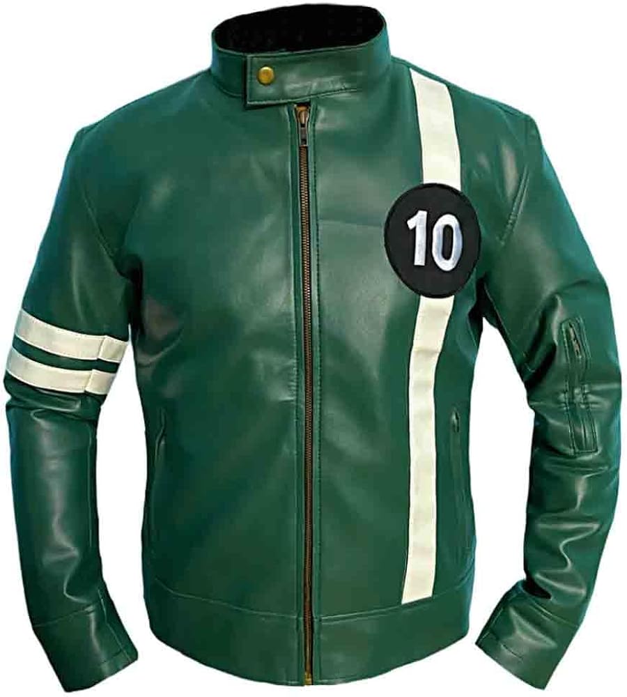 Men's Ben Green Faux Leather Costume Jacket Green 10 Leather Jacket