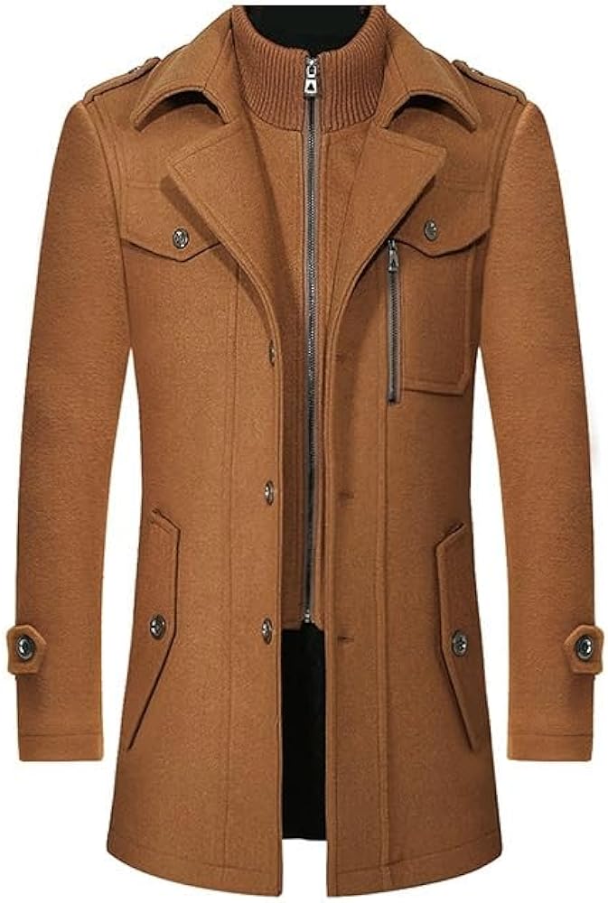 Men's Wool Trench Pea Winter Coat