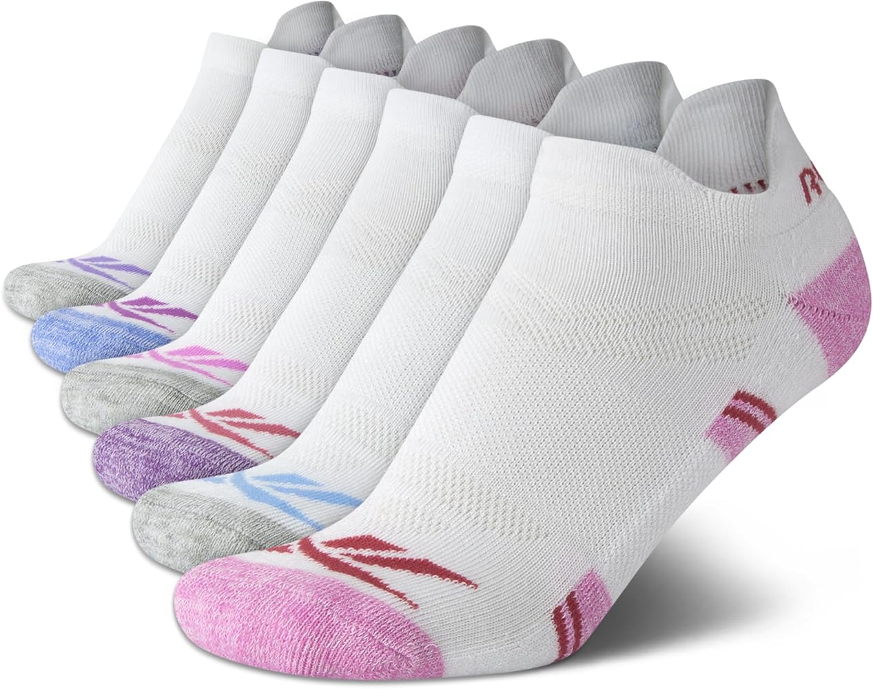 Reebok Women's Running Socks - 6 Pack Half Terry Low Cut Anti Blister Thick Ankle Socks - Arch Support Socks for Women (4-10)