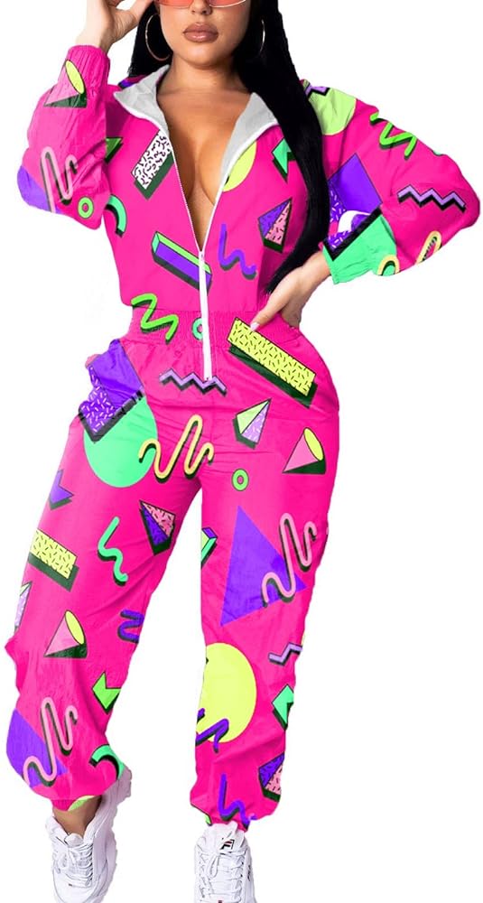 EOSIEDUR Women's Pullover Hoodies Jumpsuit Zipper Jacket Windbreaker Elastic Waistband Pants One Piece Outfits Tracksuit Set