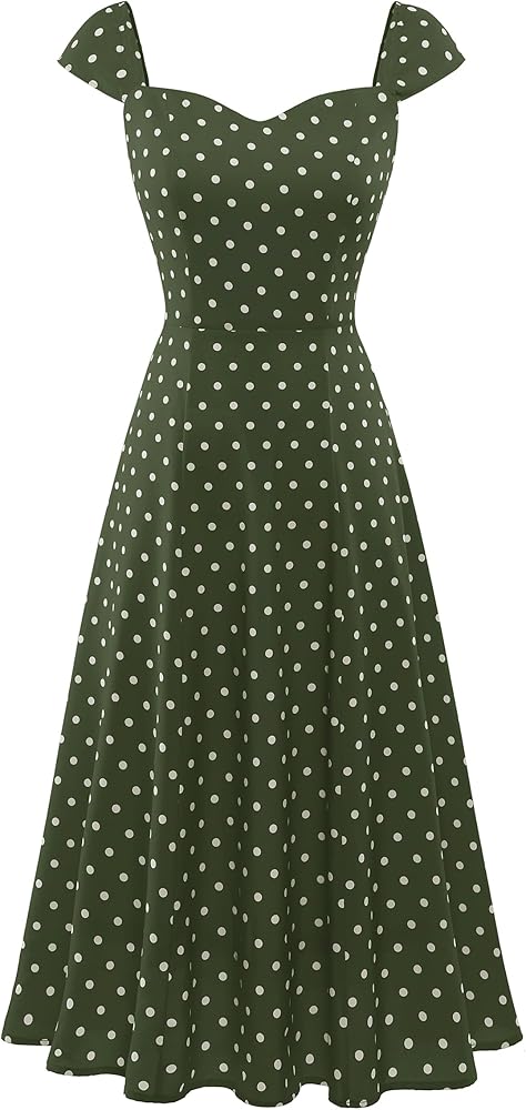 Wedtrend Women's 1950s Dresses Polka Dot Vintage Dress Retro Cap Sleeve Midi Dress