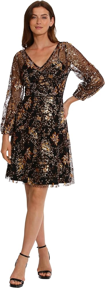 Maggy London Women's Holiday Sequin Dress Event Occasion Cocktail Party Guest of