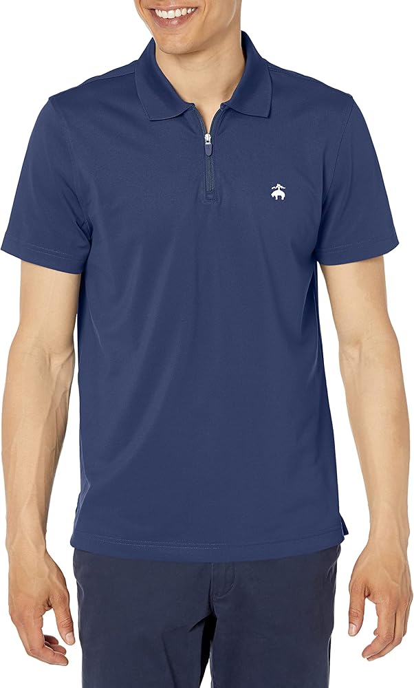 Brooks Brothers Men's Performance Stretch Short Sleeve Zip Polo Shirt