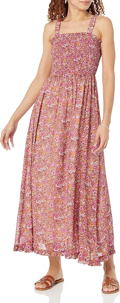 The Drop Women's Jaya Smocked-Bodice Chiffon Maxi Dress Dress