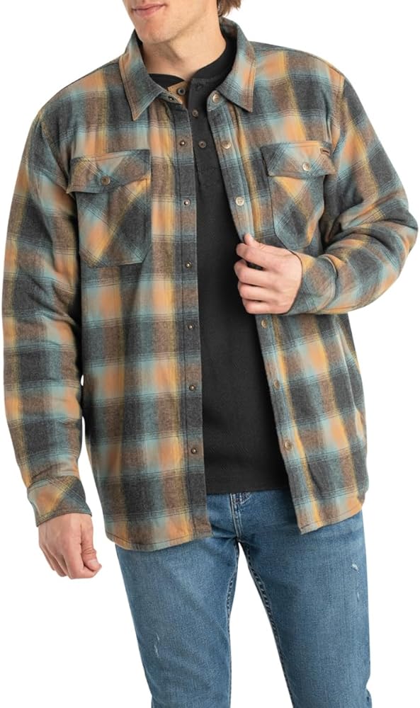 Legendary Whitetails Archer Flannel Thermal Lined Shirt Jacket for Men, Quilted Insulated Plaid Work Outerwear Coat