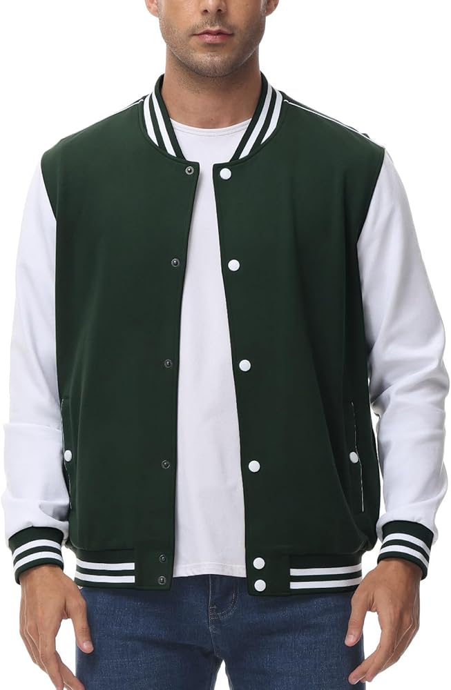 Rdruko Men's Varsity Jackets Lightweight Cotton Letterman Baseball Bomber Jackets