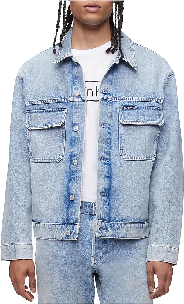 Calvin Klein Men's Medium Stonewash Utility Trucker Jacket